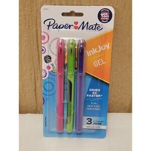 Paper Mate Ink Joy Gel Pens Reduced Smearing Medium Point 3 pk Colors